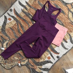 Girlfriend Collective Plum Leggings and Paloma Bra